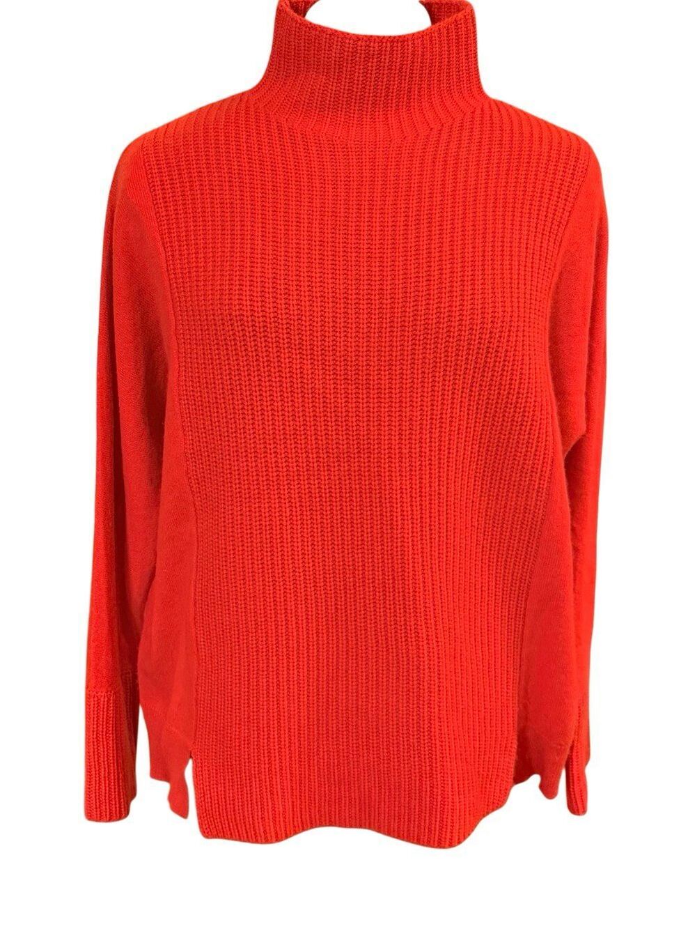 J. Crew 100% Cashmere Mock Neck Chunky Sweater Red Cerise Medium